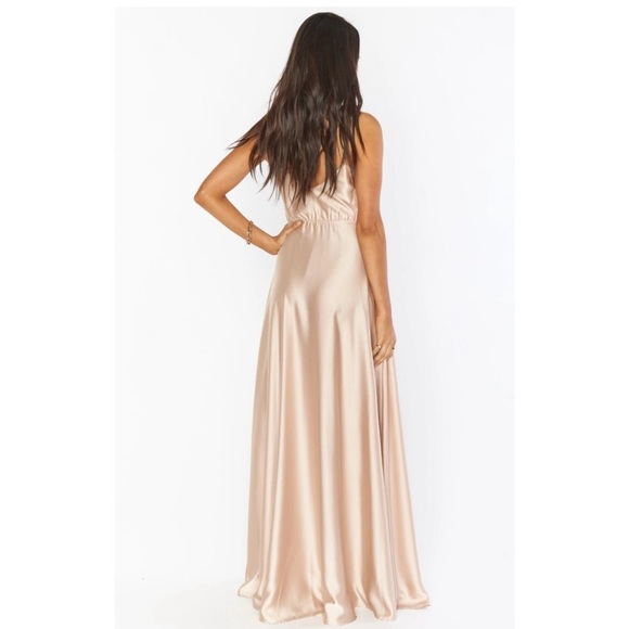 Show Me Your Mumu Faith Maxi Dress Champagne Luxe Satin L - Picture 2 of 5